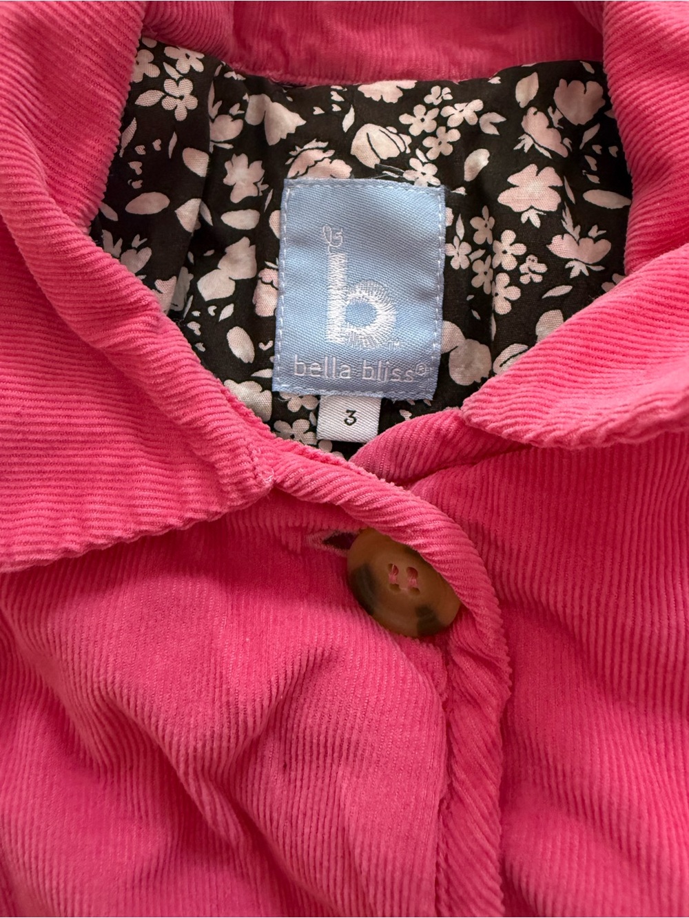 bella bliss Hot Pink Corduroy Jacket with Floral Lining